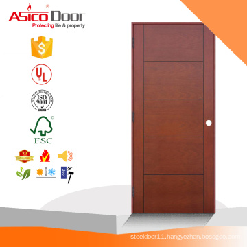 Contemporary Prefinished 5-Panel Flush Hollow Core Mahogany Wood Reversible Single Prehung Interior Door